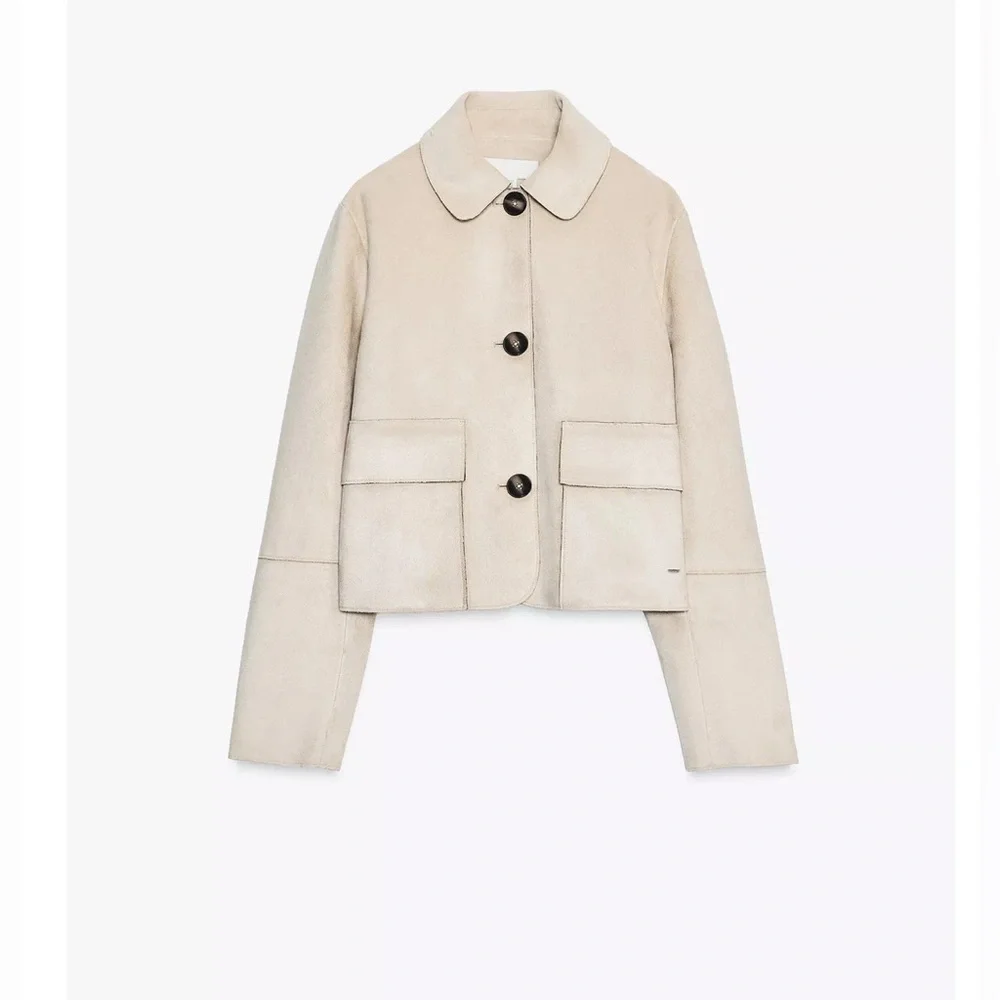 NWOT ZARA Faux Suede Cropped Jacket - Picture 6 of 13